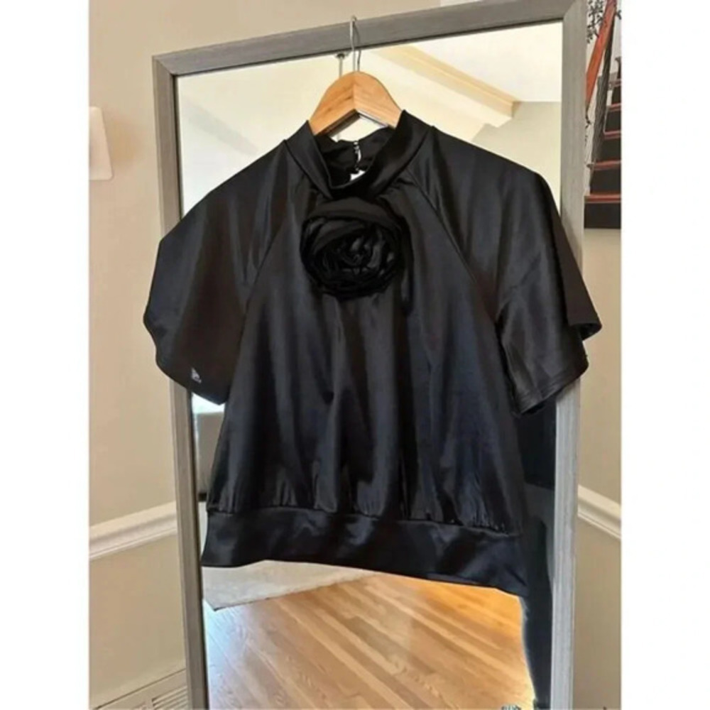 Ember Flower Black Sateen Shirt Large